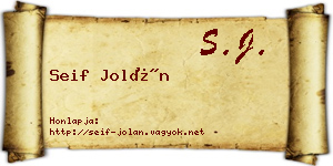 Seif Jolán névjegykártya